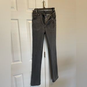 Black/Gray straight jeans with a both slit on the side